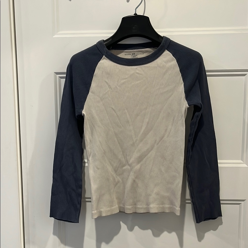 Navy and White Long Sleeve Shirt